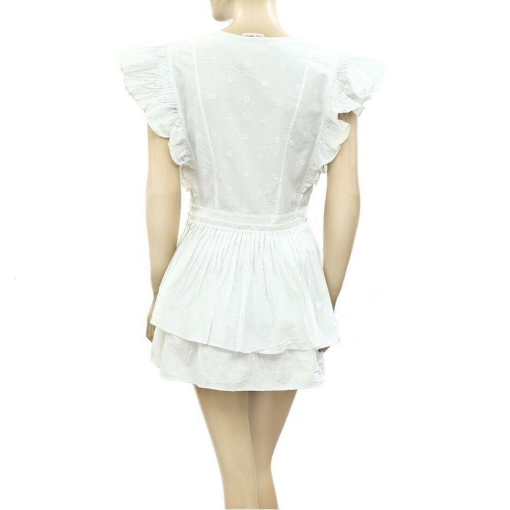 ULLA JOHNSON Tessa Floral Embroidered Poplin Mini Dress Ruffled size 2 - Picture 5 of 7